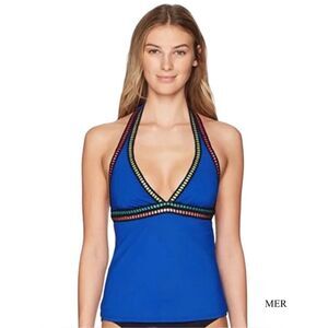 MERONA Threading Along Halter Tankini Bikini Top